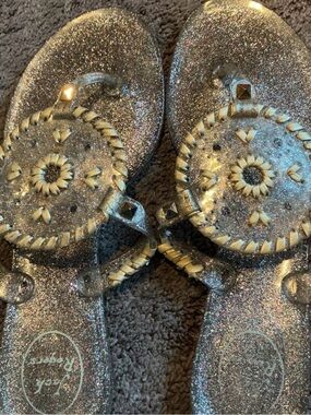 Metallic Silver Glitter Sandals by Jack Roger’s